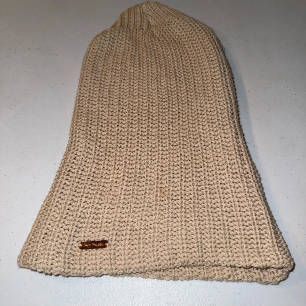 Free People Womens Dreamland Knit Beanie Hat One Size Ivory White‎ Sand Tan